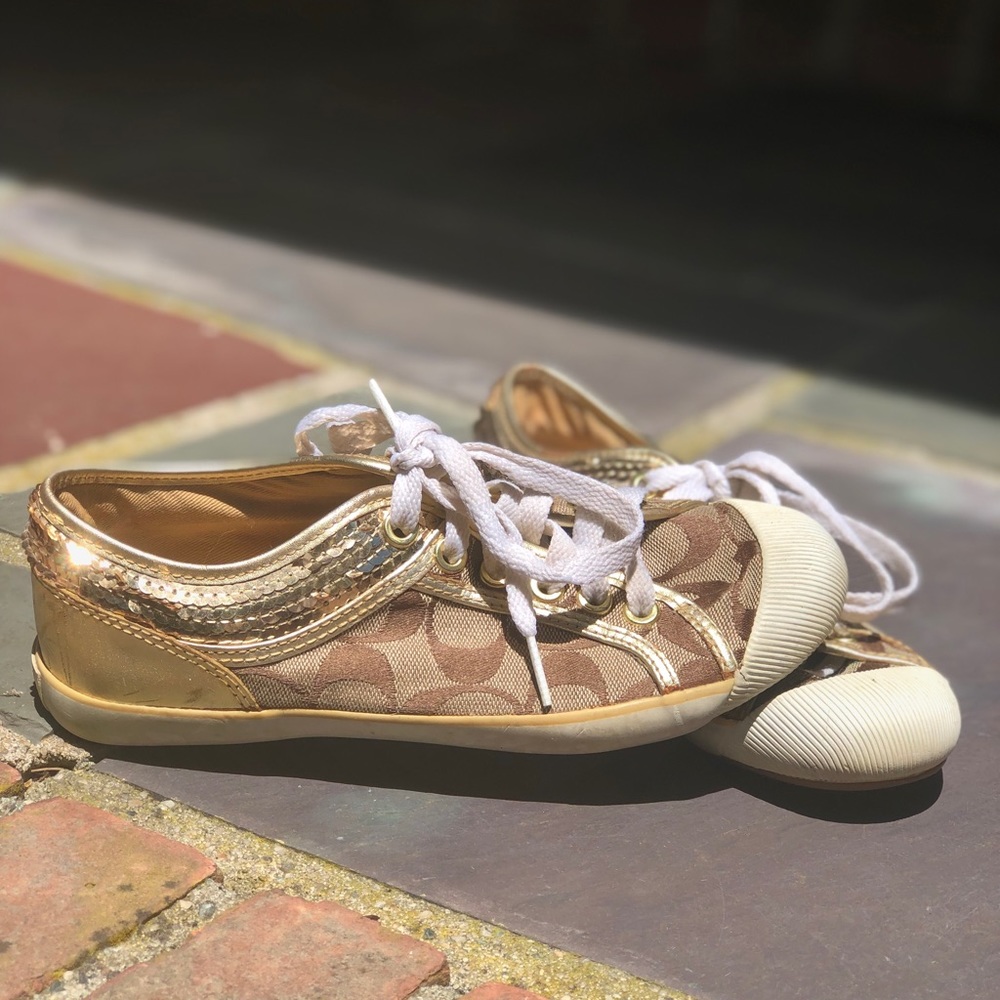 Gold Glitter Coach Sneakers